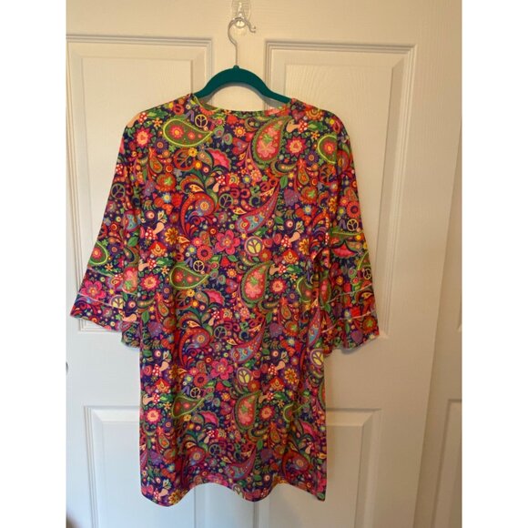 Bright Multicolor Paisley & Floral Print Tunic Dress With Flared Sleeves - Picture 8 of 12